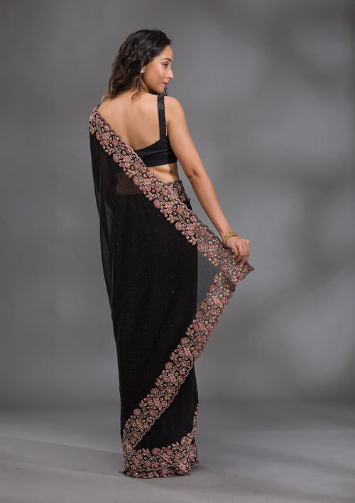 Black Zariwork Georgette Saree