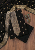 Black Zariwork Semi Crepe Unstitched Salwar Suit