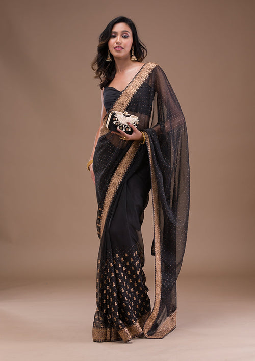 Black Zariwork (Antique) Georgette Saree