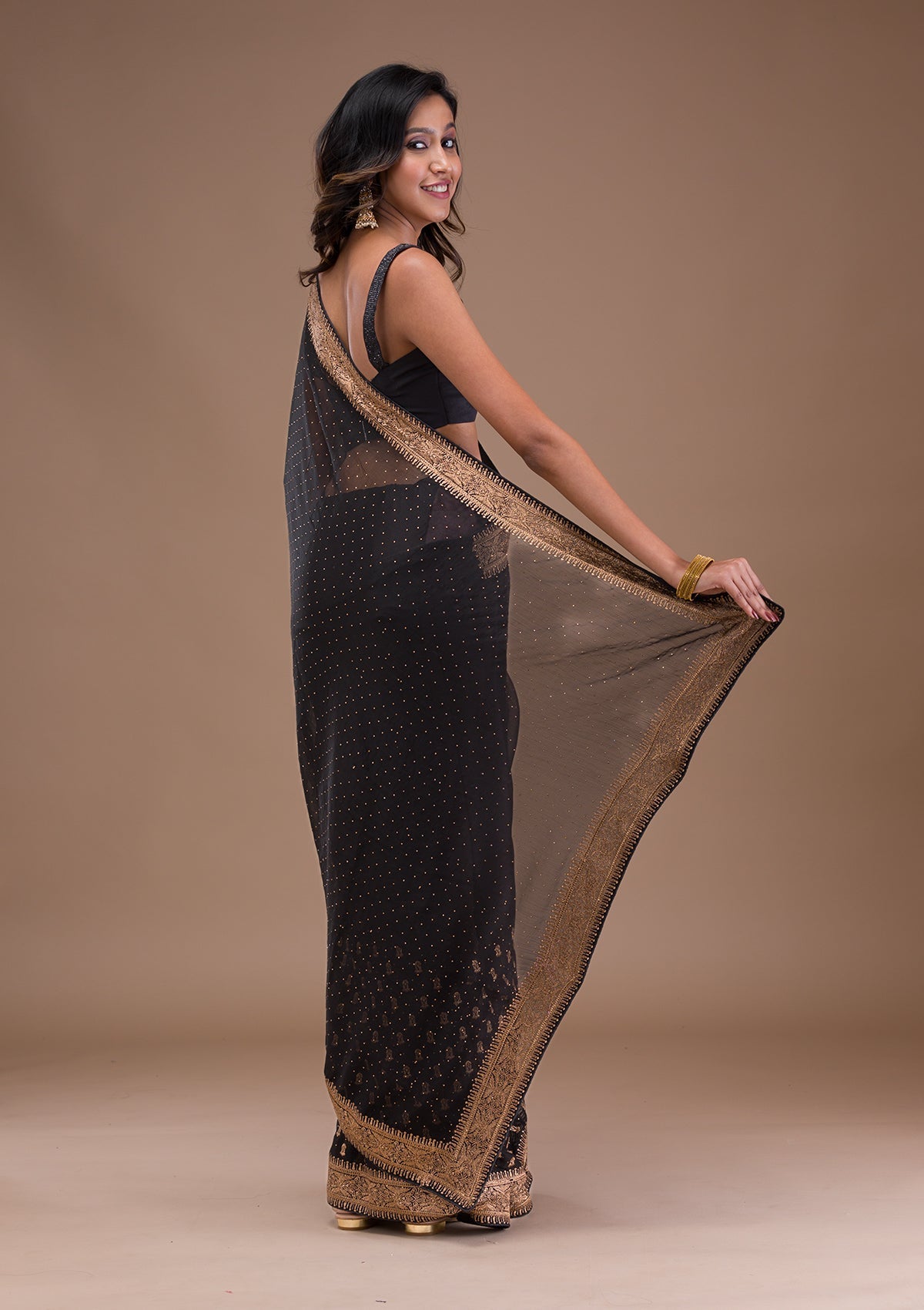 Black Zariwork (Antique) Georgette Saree