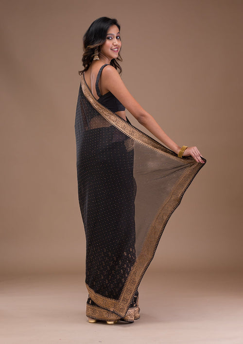 Black Zariwork (Antique) Georgette Saree