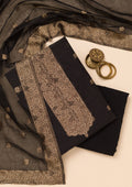 Black Zariwork Soft Silk Unstitched Salwar Suit