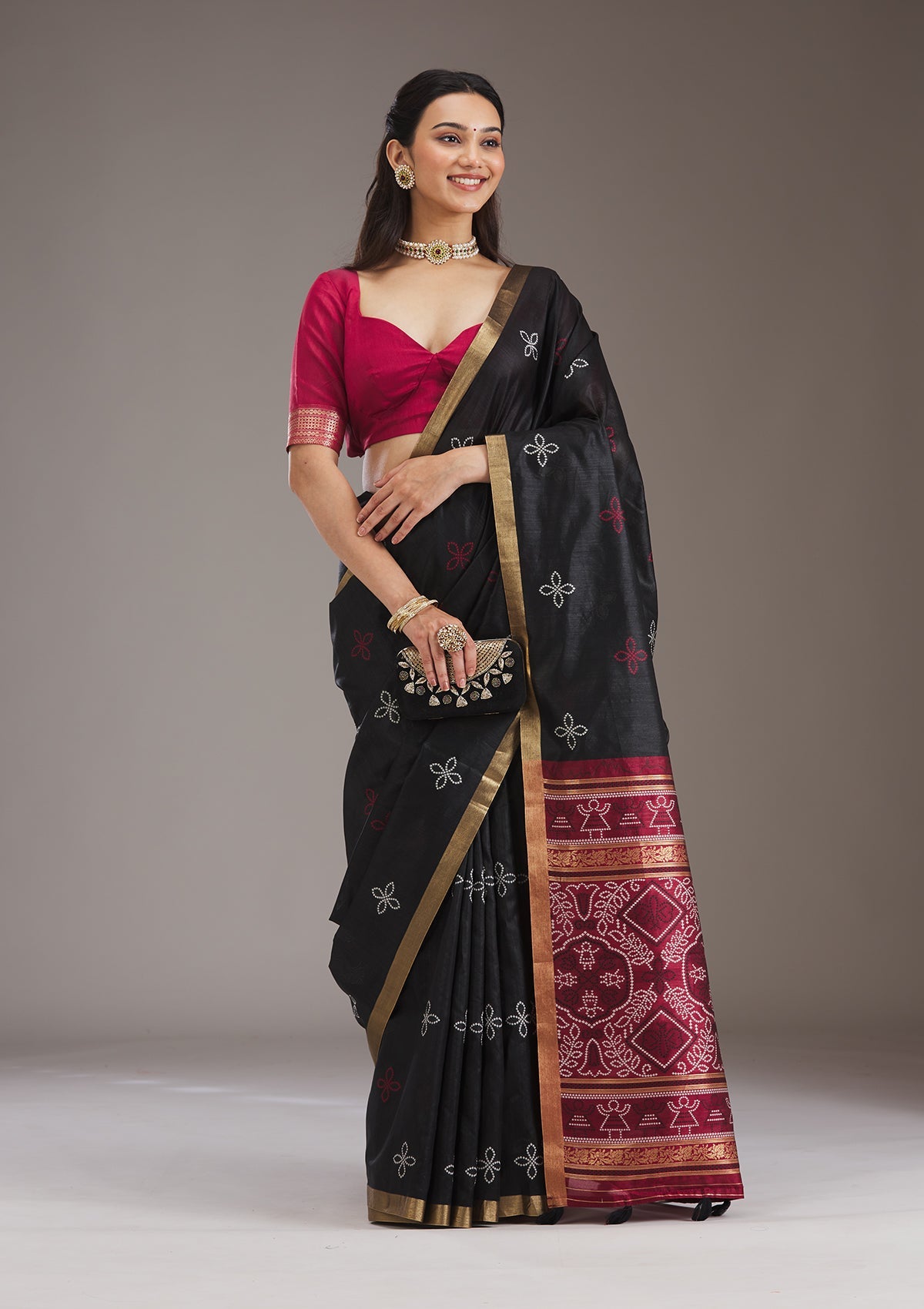 Black Zariwork Tissue Saree