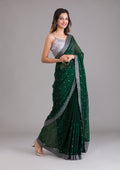 Bottle Green Stonework Georgette Designer Saree