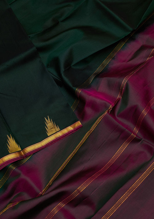 Bottle Green Zariwork Pure Silk Saree