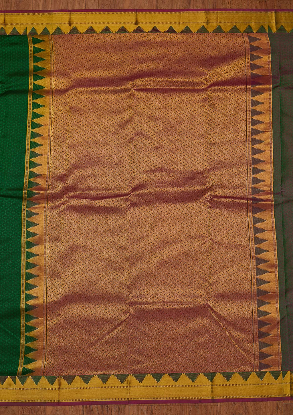 Bottle Green Zariwork Pure Silk Saree