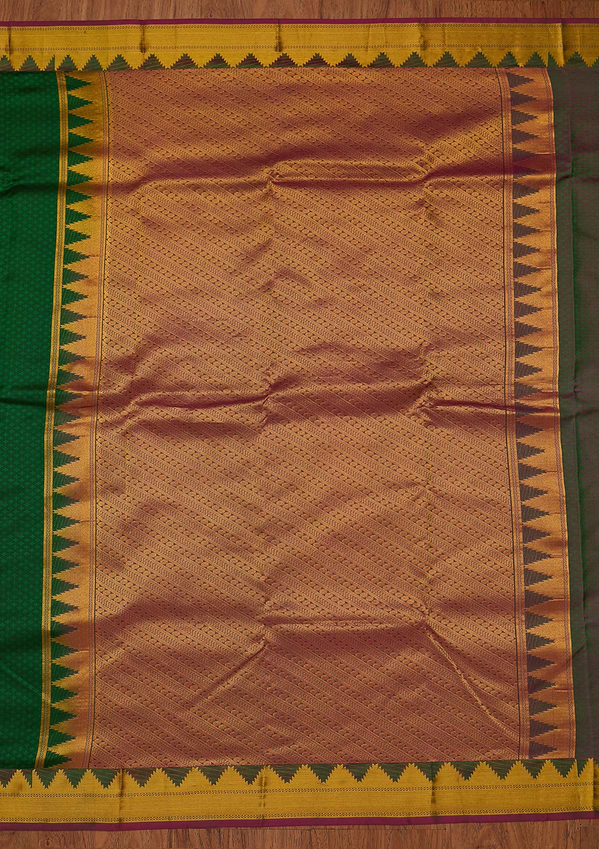 Bottle Green Zariwork Pure Silk Saree