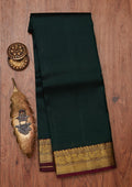 Bottle Green Zariwork Pure Silk Unstitched Saree