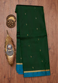Bottle Green Zariwork Pure Silk Unstitched Saree