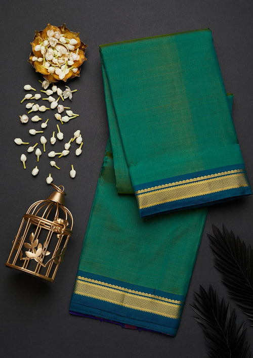 Bottle Green Zariwork Pure Silk Saree