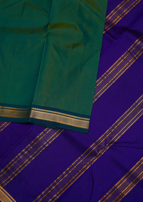 Bottle Green Zariwork Pure Silk Saree