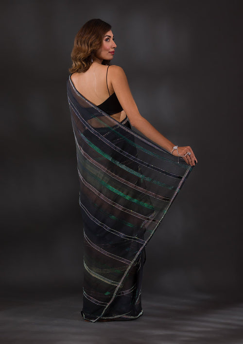 Brown Swarovski Georgette Saree