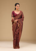 Brown Stonework Art Silk Saree