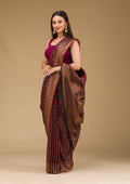 Brown Stonework Art Silk Saree
