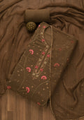 Brown Stonework Crepe Unstitched Salwar Suit