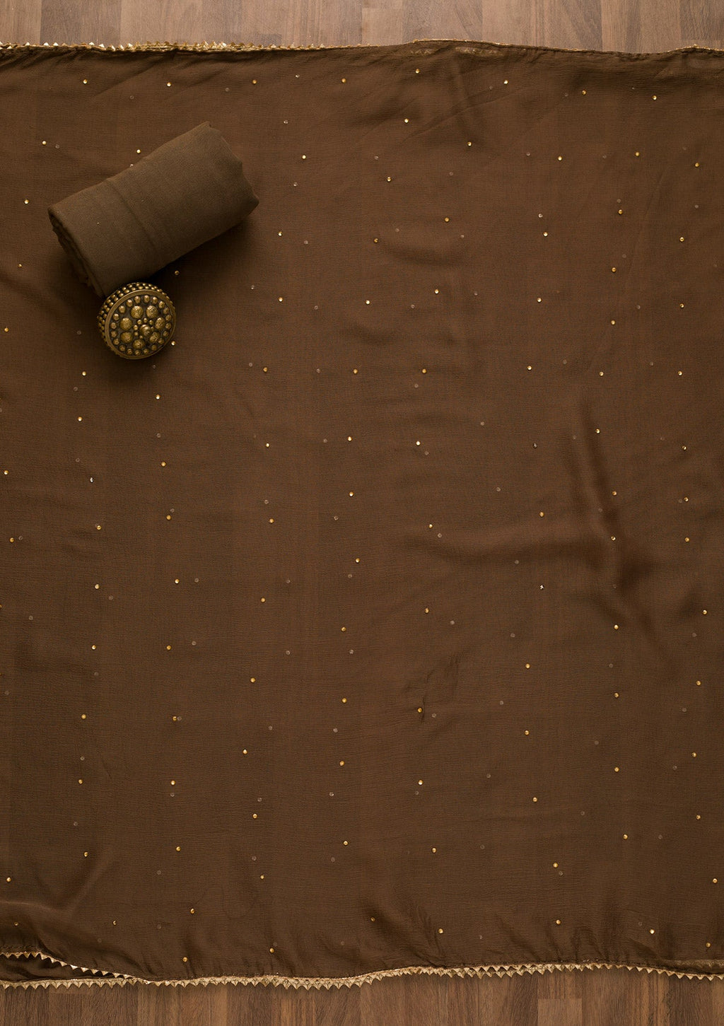 Brown Stonework Crepe Unstitched Salwar Suit