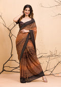 Brown Glitter Satin Saree