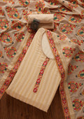 Cream Sequins Georgette Semi-Stitched Salwar Suit