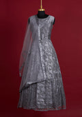 Dark Grey Glitter Net Designer Gown