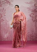 Onion Pink Cutdana Organza Saree