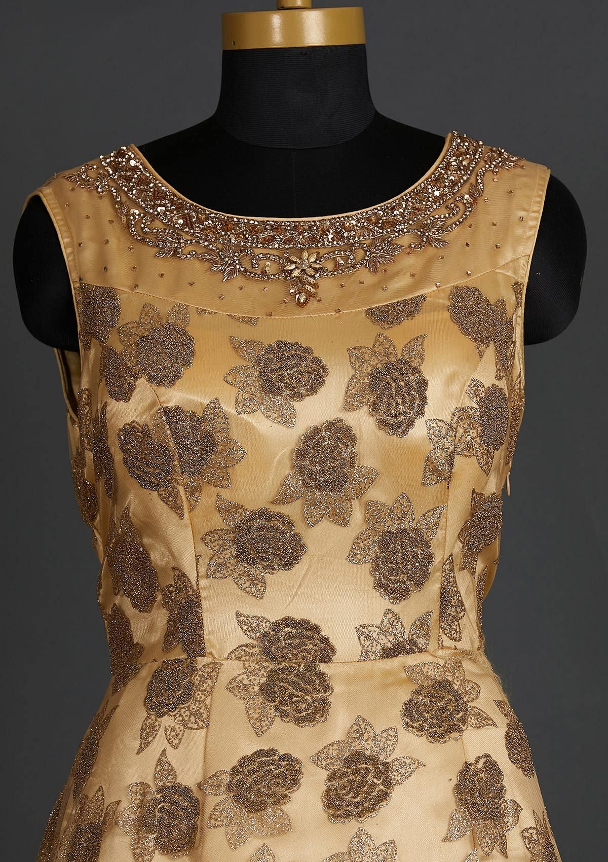 Gold Glitter Net Designer Gown