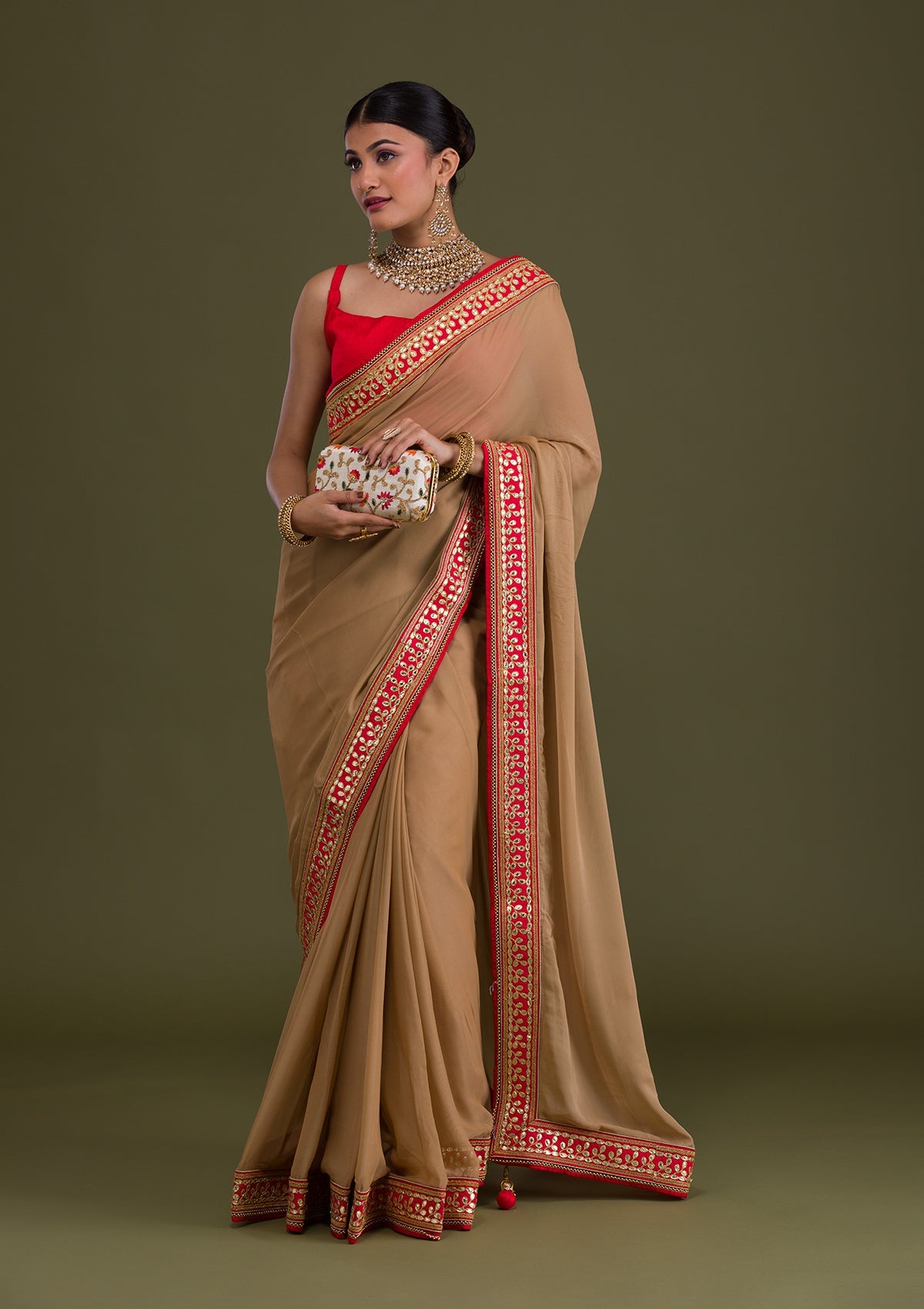 Gold Gotapatti Georgette Saree