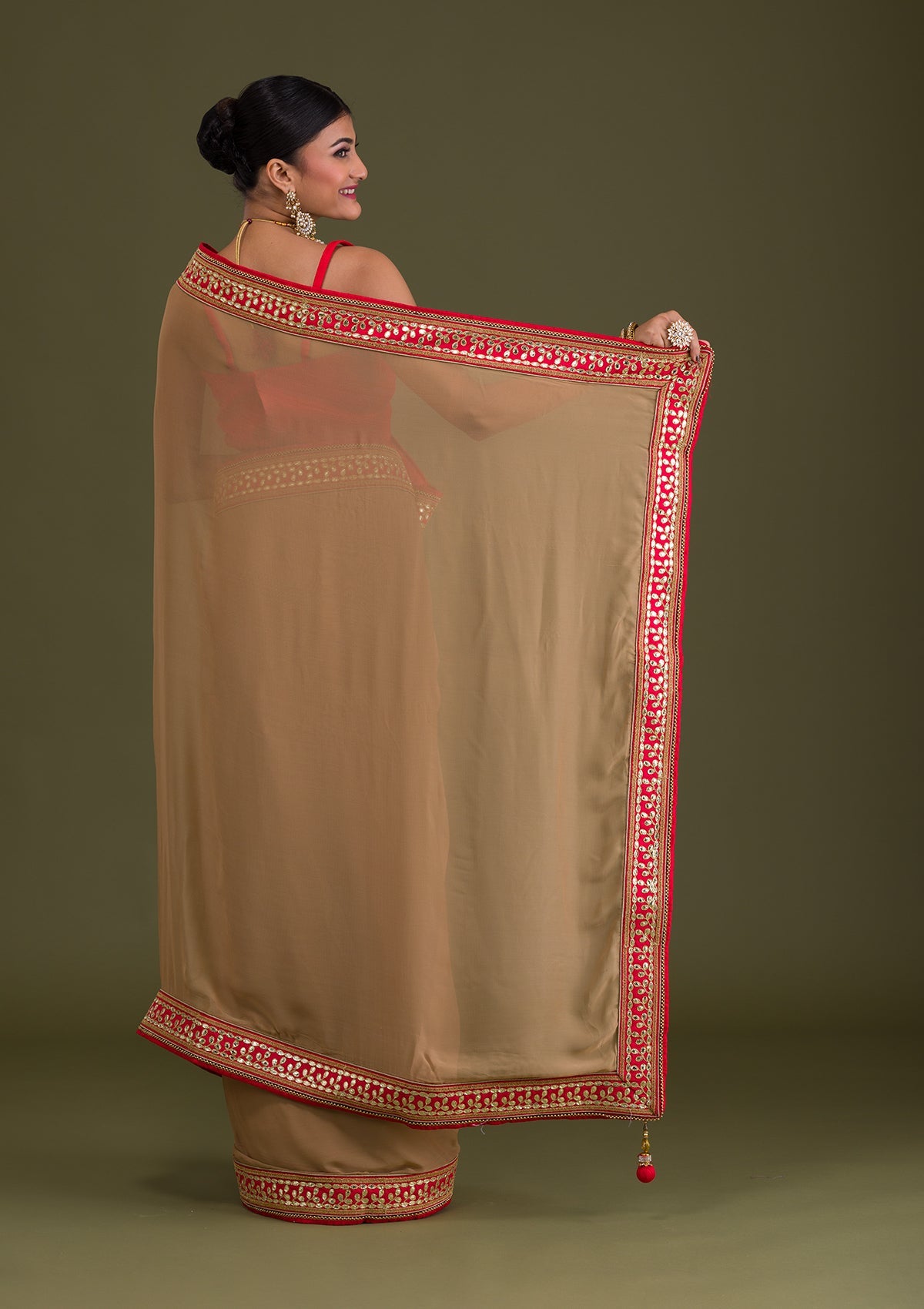 Gold Gotapatti Georgette Saree
