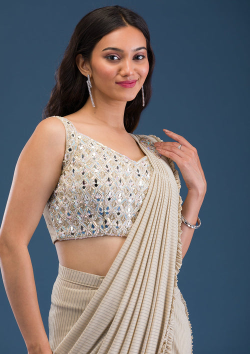 Gold Mirrorwork Georgette Saree