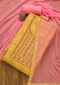 Gold Pearlwork Poly Chanderi Unstitched Salwar Suit