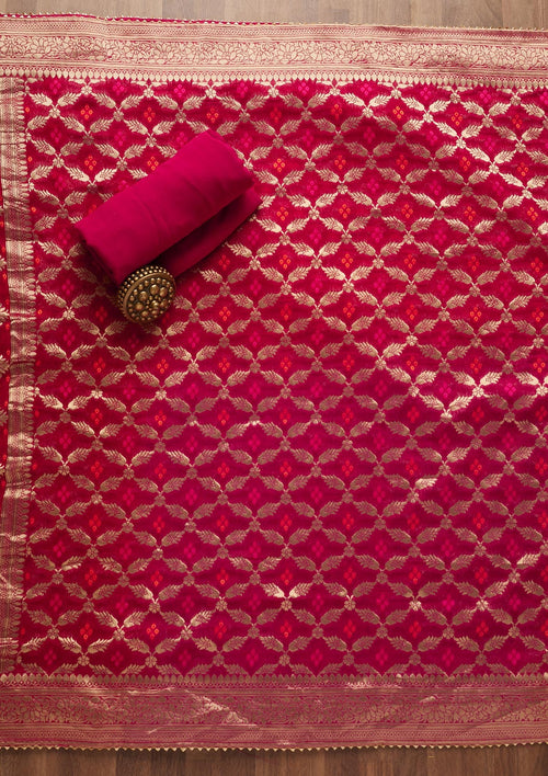 Gold Sequins Chanderi Unstitched Salwar Suit