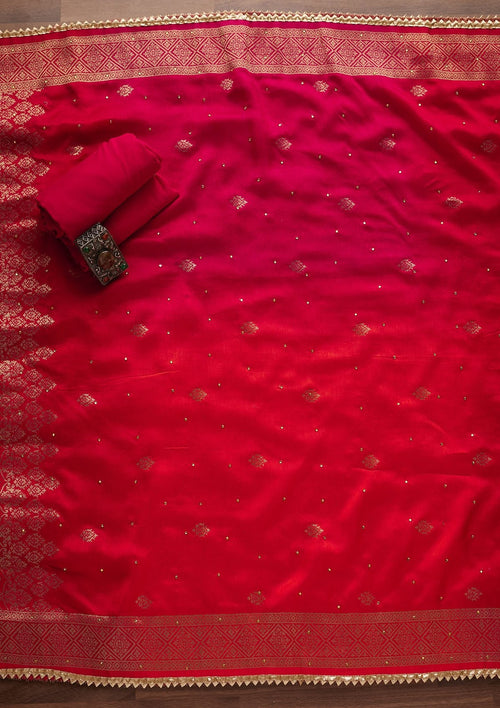 Gold Sequins Chanderi Unstitched Salwar Suit