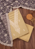 Gold Threadwork Art Silk Unstitched Salwar Suit