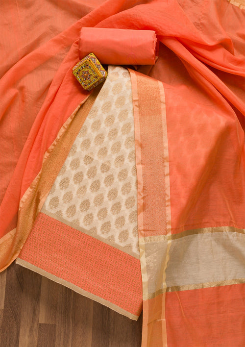 Gold Zariwork Brocade Unstitched Salwar Suit