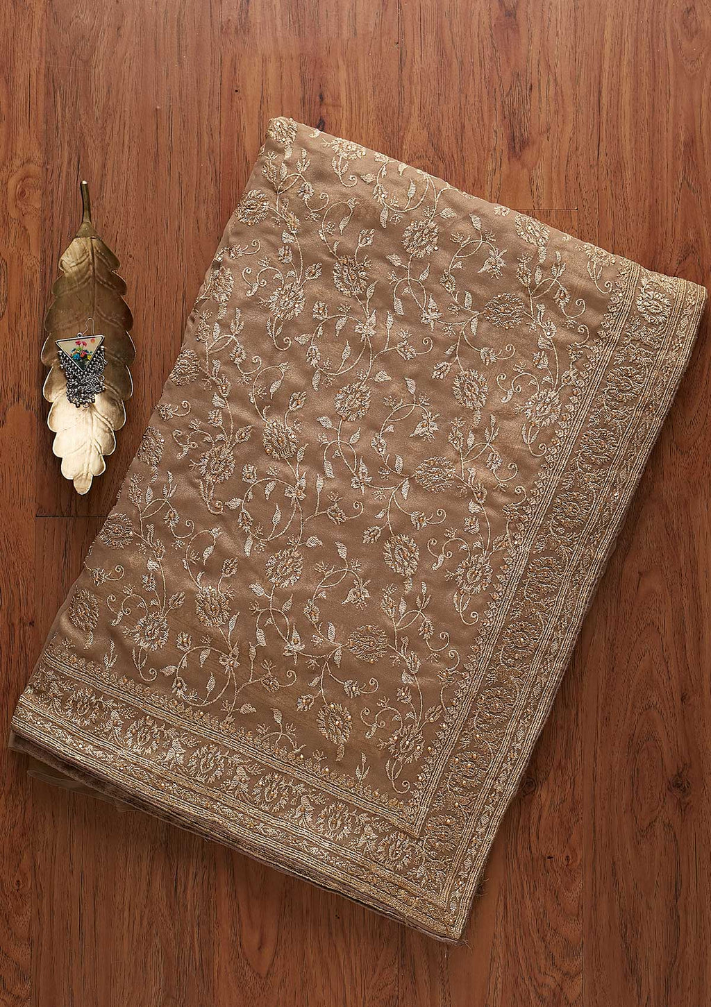 Gold Zariwork Shimmer Designer Saree