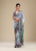Blue Stonework Satin Saree