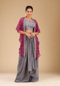 Grey Cutdana Georgette Readymade Salwar Suit