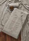 Grey Gotapatti Semi Crepe Unstitched Salwar Suit