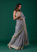 Grey Gotapatti Organza Designer Saree