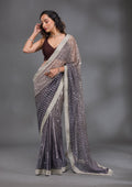 Grey Sequins Lycra Saree