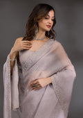 Grey Stonework (Silver) Georgette Saree