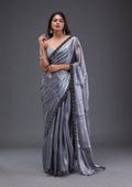 Grey Stonework Chiffon Saree