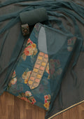 Grey Swarovski Semi Crepe Unstitched Salwar Suit
