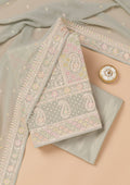 Grey Threadwork Georgette Unstitched Salwar Suit