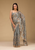 Grey Zariwork Tissue Saree