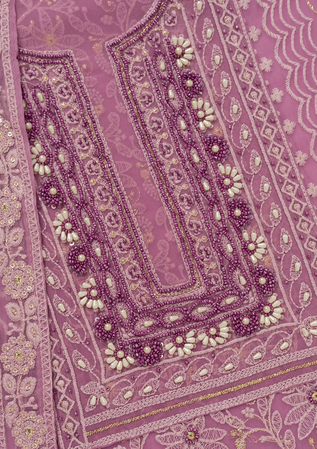 Lavender Chikankari Georgette Unstitched Salwar Suit
