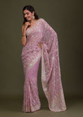 Lavender Chikankari Chiffon Saree
