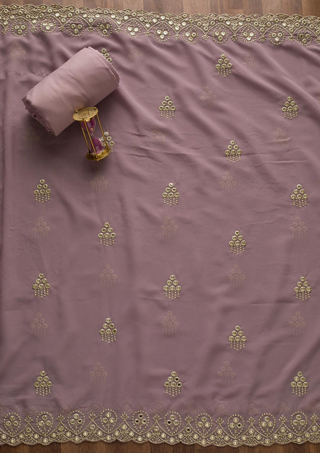 Lavender Gotapatti Georgette Unstitched Salwar Suit