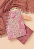 Lavender Printed Organza Unstitched Salwar Suit