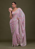 Lavender Sequins Georgette Saree