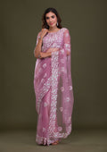 Lavender Sequins Net Saree